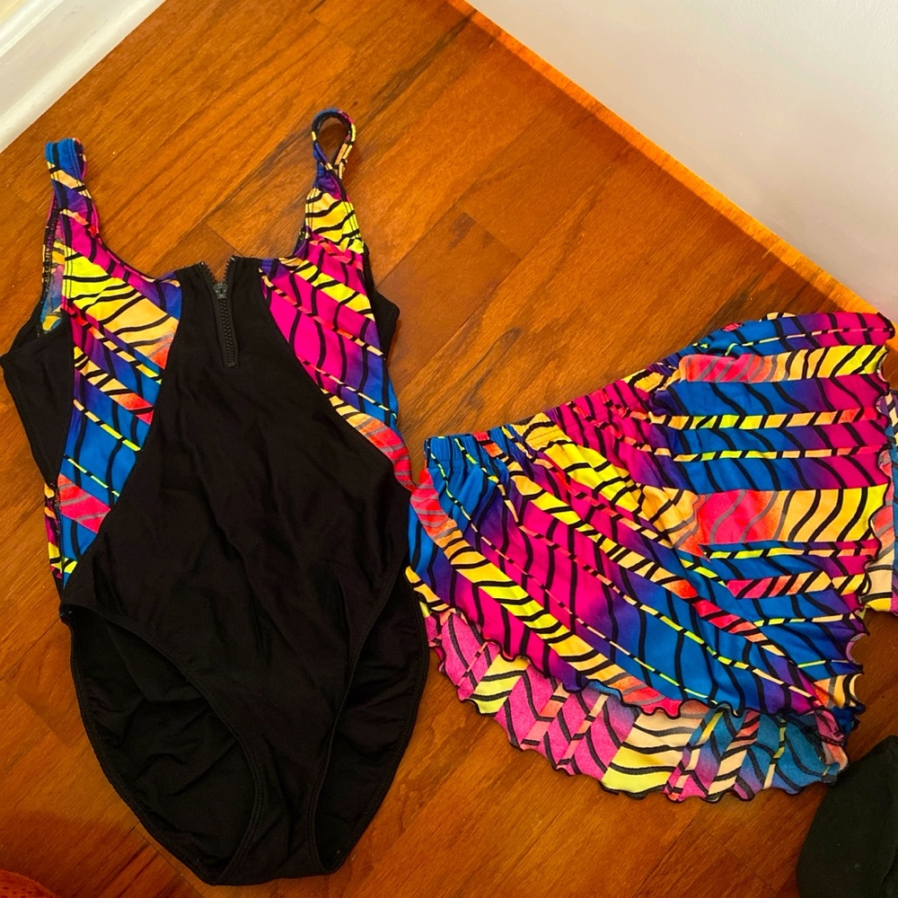 80s print swim suit and shorts vintage